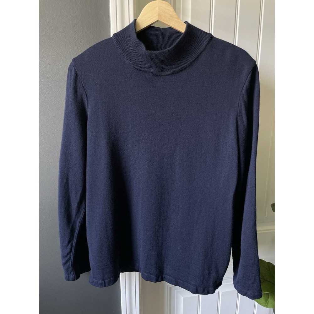 Stizzoli Sweater Made in Italy Navy Blue Wool Mock Neck Pullover IT 52 US 12 L